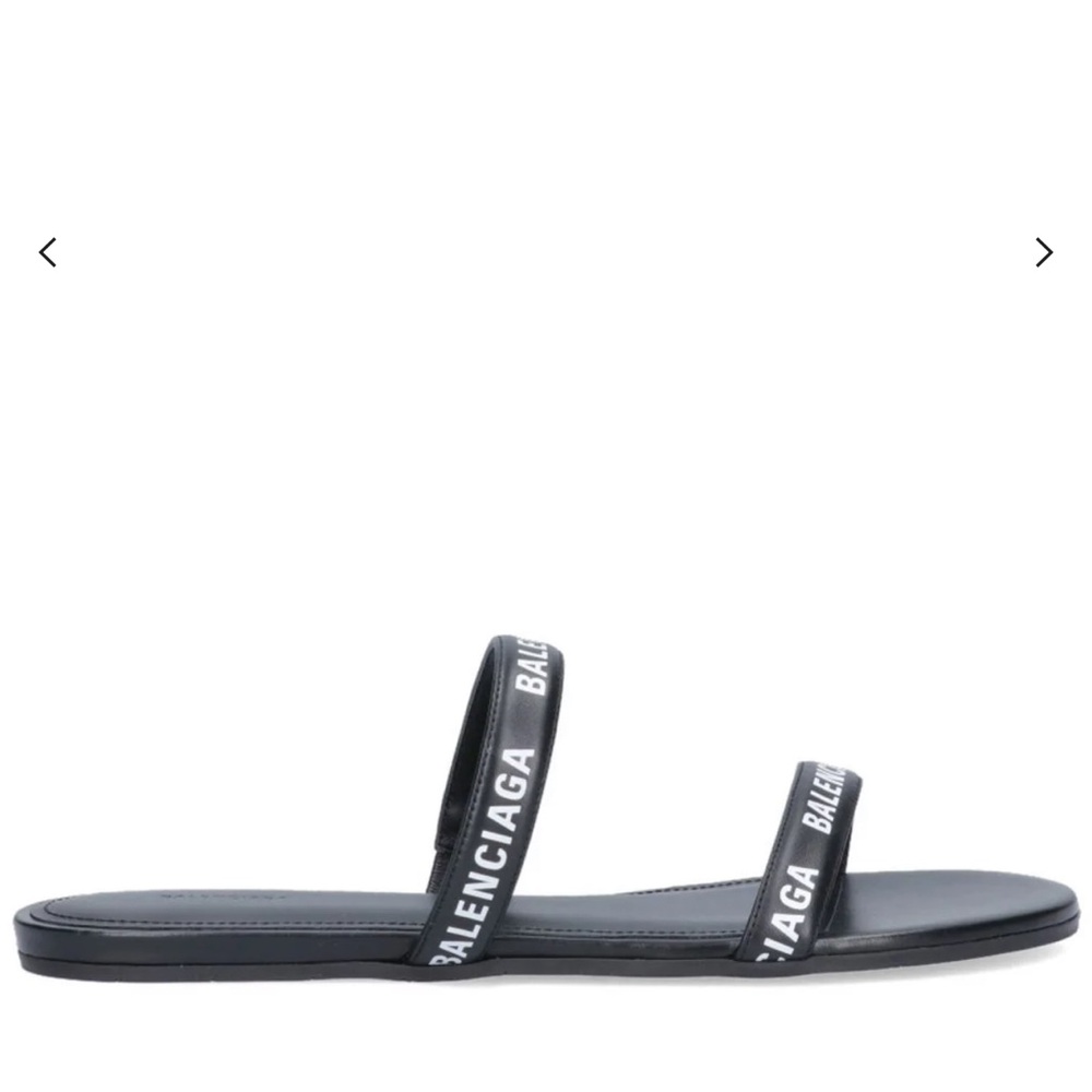 Balenciaga Logo Print Double Strap Sandals